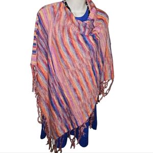 SUSS Multicolor Striped Knit Poncho